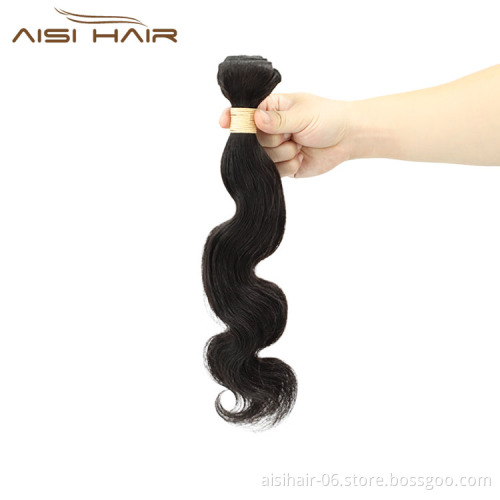 Aisi Hair Top Quality Cheap Wholesale Vendor Natural Black Color Body Wave 100% Brazilian Human Hair Weave Bundles